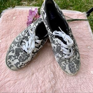 Keds Gray White Damask Print Sneakers